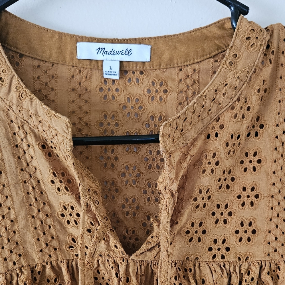 Madewell Eyelet Double-Tie Peasant Top - Picture 3 of 6